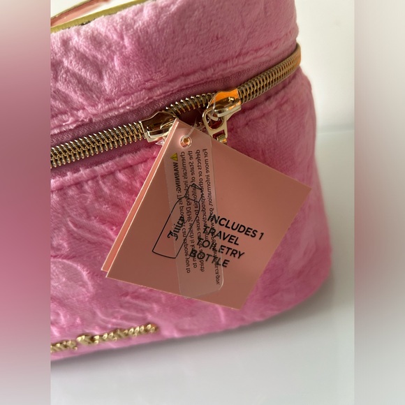 Y2K Juicy Babypink Velour Monogram makeup travel bag - Picture 2 of 3
